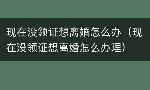 现在没领证想离婚怎么办（现在没领证想离婚怎么办理）