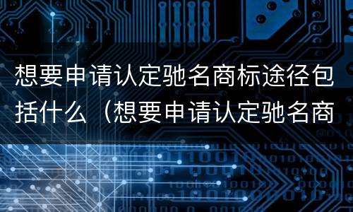 想要申请认定驰名商标途径包括什么（想要申请认定驰名商标途径包括什么内容）