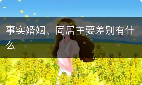 事实婚姻、同居主要差别有什么