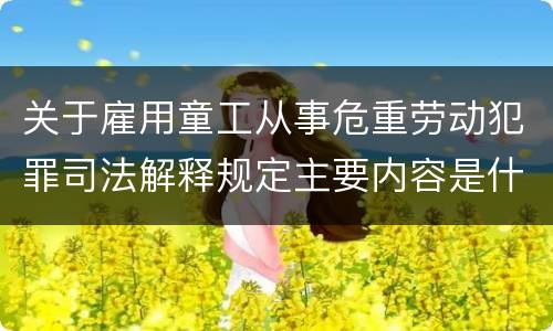 关于雇用童工从事危重劳动犯罪司法解释规定主要内容是什么