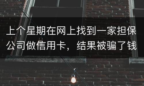 上个星期在网上找到一家担保公司做信用卡，结果被骗了钱，请问能不能把钱要回