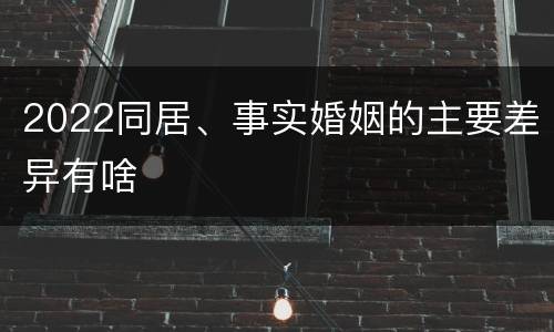 2022同居、事实婚姻的主要差异有啥