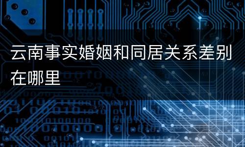 云南事实婚姻和同居关系差别在哪里