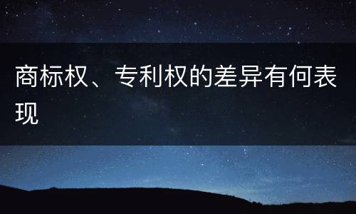 商标权、专利权的差异有何表现