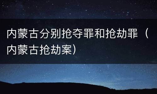 内蒙古分别抢夺罪和抢劫罪（内蒙古抢劫案）