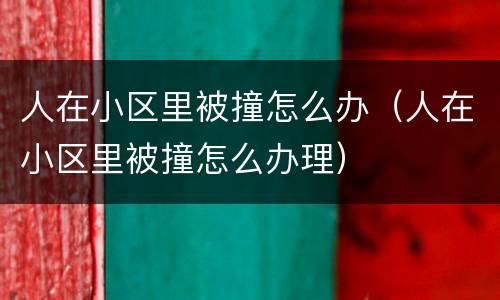 人在小区里被撞怎么办（人在小区里被撞怎么办理）