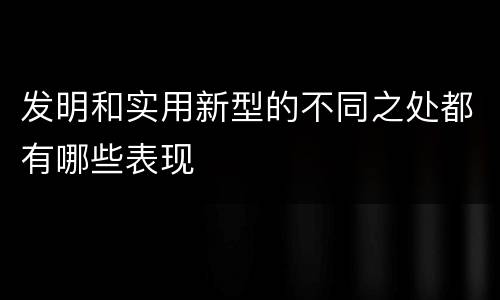 发明和实用新型的不同之处都有哪些表现