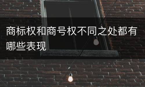 商标权和商号权不同之处都有哪些表现