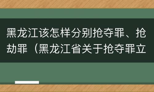 黑龙江该怎样分别抢夺罪、抢劫罪（黑龙江省关于抢夺罪立案标准）