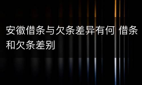 安徽借条与欠条差异有何 借条和欠条差别