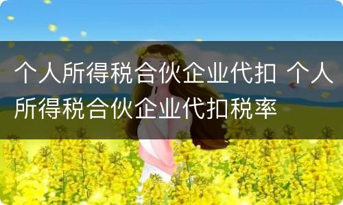 个人所得税合伙企业代扣 个人所得税合伙企业代扣税率