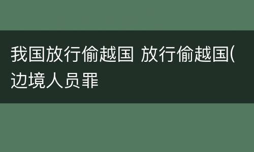 我国放行偷越国 放行偷越国(边境人员罪