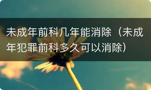 未成年前科几年能消除（未成年犯罪前科多久可以消除）