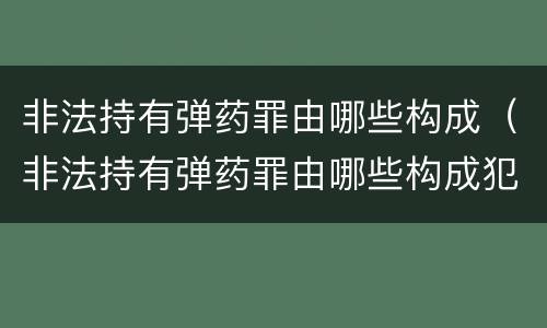 非法持有弹药罪由哪些构成（非法持有弹药罪由哪些构成犯罪）