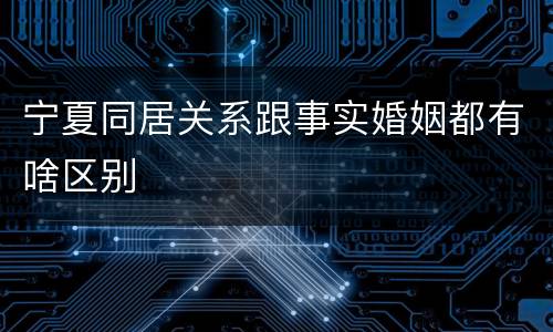 宁夏同居关系跟事实婚姻都有啥区别
