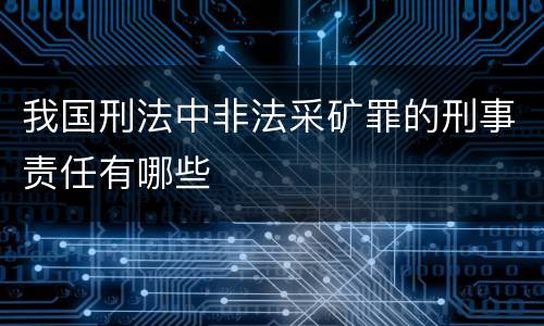我国刑法中非法采矿罪的刑事责任有哪些
