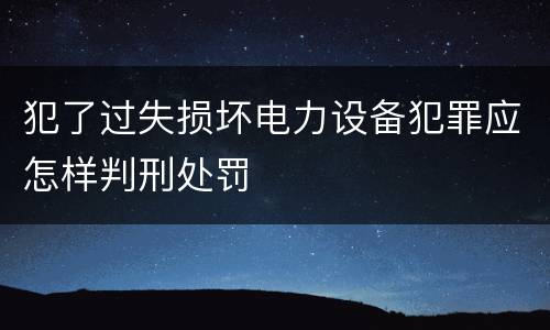 犯了过失损坏电力设备犯罪应怎样判刑处罚