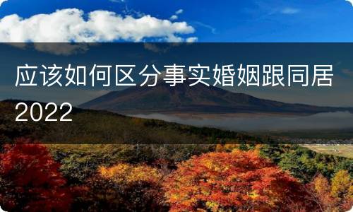 应该如何区分事实婚姻跟同居2022