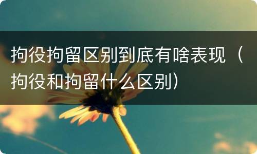 拘役拘留区别到底有啥表现（拘役和拘留什么区别）