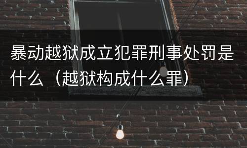 暴动越狱成立犯罪刑事处罚是什么（越狱构成什么罪）