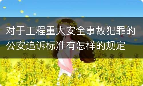 对于工程重大安全事故犯罪的公安追诉标准有怎样的规定