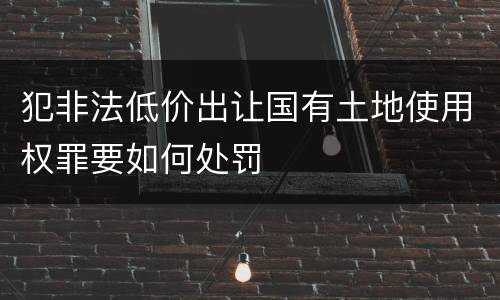 犯非法低价出让国有土地使用权罪要如何处罚
