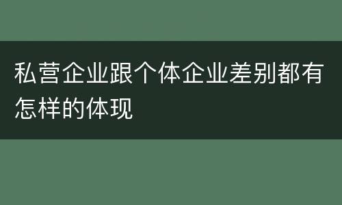 私营企业跟个体企业差别都有怎样的体现