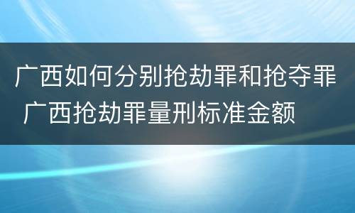 广西如何分别抢劫罪和抢夺罪 广西抢劫罪量刑标准金额