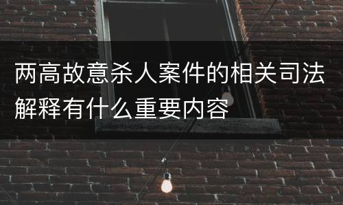 两高故意杀人案件的相关司法解释有什么重要内容