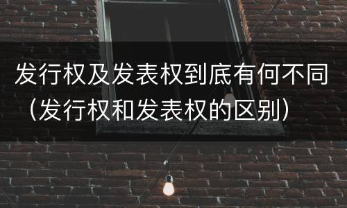 发行权及发表权到底有何不同（发行权和发表权的区别）