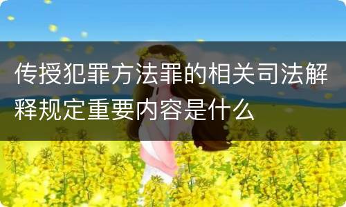 传授犯罪方法罪的相关司法解释规定重要内容是什么
