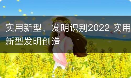 实用新型、发明识别2022 实用新型发明创造
