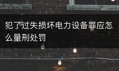 犯了过失损坏电力设备罪应怎么量刑处罚