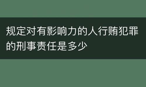 规定对有影响力的人行贿犯罪的刑事责任是多少