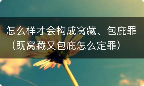 怎么样才会构成窝藏、包庇罪（既窝藏又包庇怎么定罪）