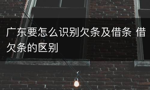 广东要怎么识别欠条及借条 借欠条的区别