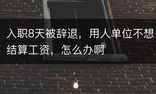入职8天被辞退，用人单位不想结算工资，怎么办啊