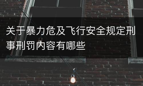 关于暴力危及飞行安全规定刑事刑罚内容有哪些