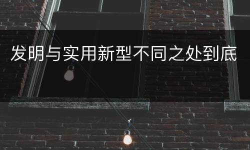 发明与实用新型不同之处到底