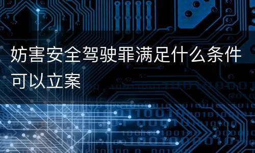 妨害安全驾驶罪满足什么条件可以立案