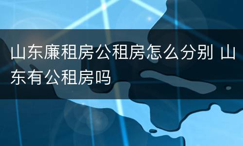 山东廉租房公租房怎么分别 山东有公租房吗