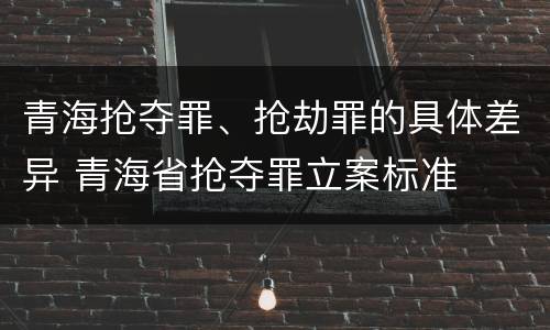 青海抢夺罪、抢劫罪的具体差异 青海省抢夺罪立案标准