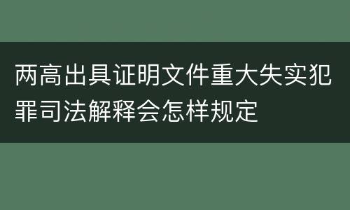 两高出具证明文件重大失实犯罪司法解释会怎样规定