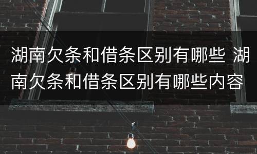 湖南欠条和借条区别有哪些 湖南欠条和借条区别有哪些内容