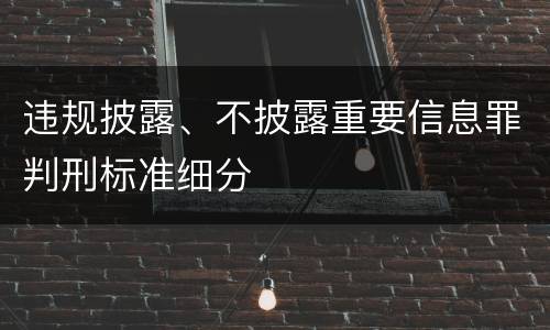 违规披露、不披露重要信息罪判刑标准细分