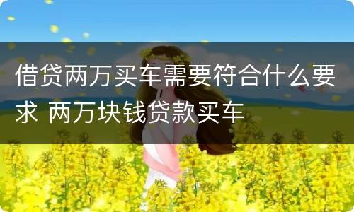 借贷两万买车需要符合什么要求 两万块钱贷款买车