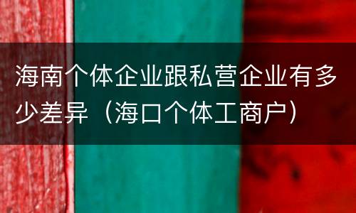 海南个体企业跟私营企业有多少差异（海口个体工商户）