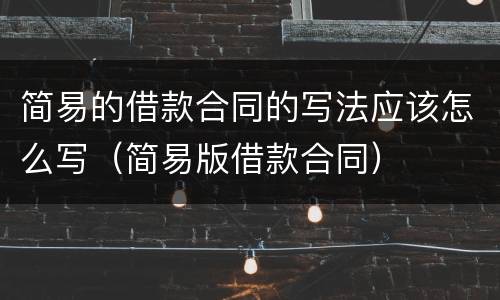 简易的借款合同的写法应该怎么写（简易版借款合同）