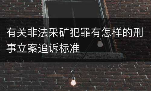 有关非法采矿犯罪有怎样的刑事立案追诉标准
