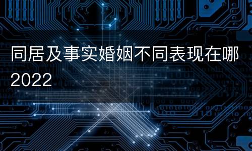 同居及事实婚姻不同表现在哪2022